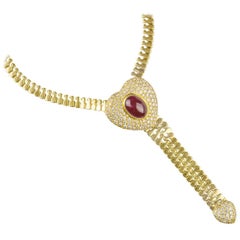 Vintage Ruby and Diamond Zipper Necklace by Fred Paris