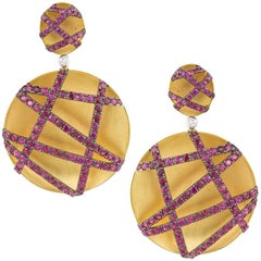 Ruby Ribbon Ear Pendants by Umrao