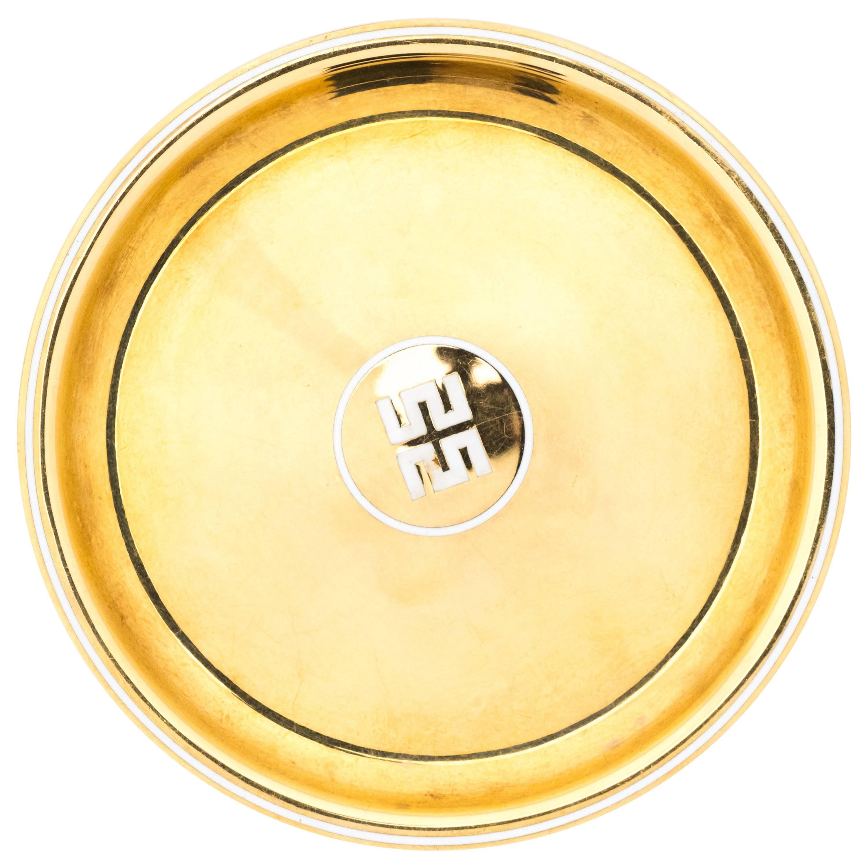 1960s Cartier Solid 18 Karat Yellow Gold Happiness Plate