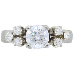 GIA Certified Platinum Diamond Platinum Engagement Ring 