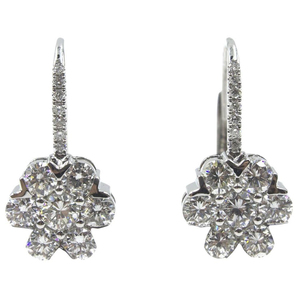 Modern 2-Carat Diamond Drop White Gold Earrings