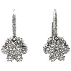 Modern 2-Carat Diamond Drop White Gold Earrings