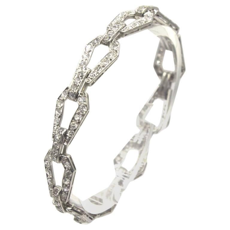 1940s Diamond Platinum Link Bracelet