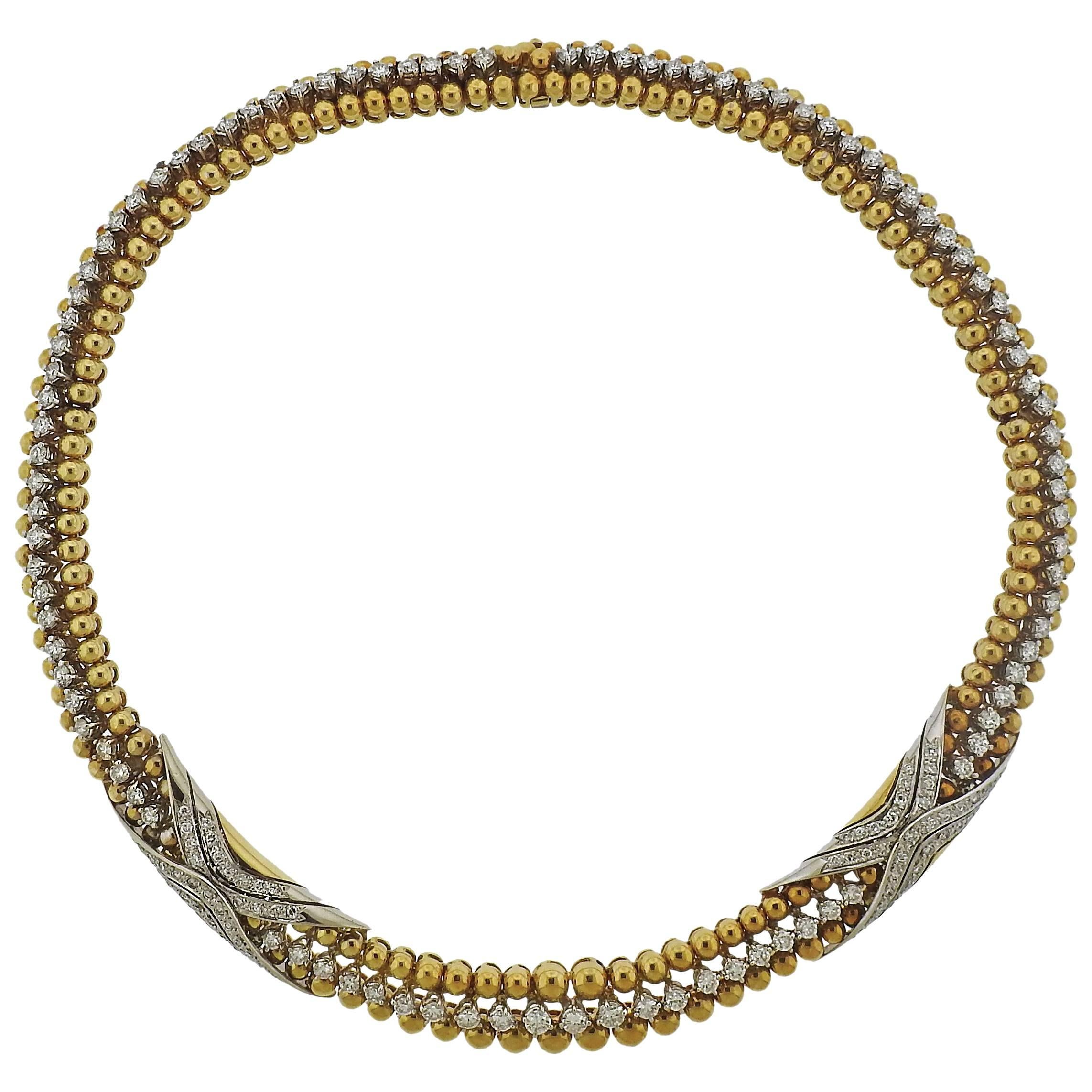 1960 Era Diamond Gold Couscous Necklace