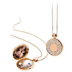 Jochen Leën 18 Karat Rose Gold White Diamond Pendant Necklace