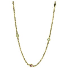 Yellow Gold Multi Gem Chain Necklace