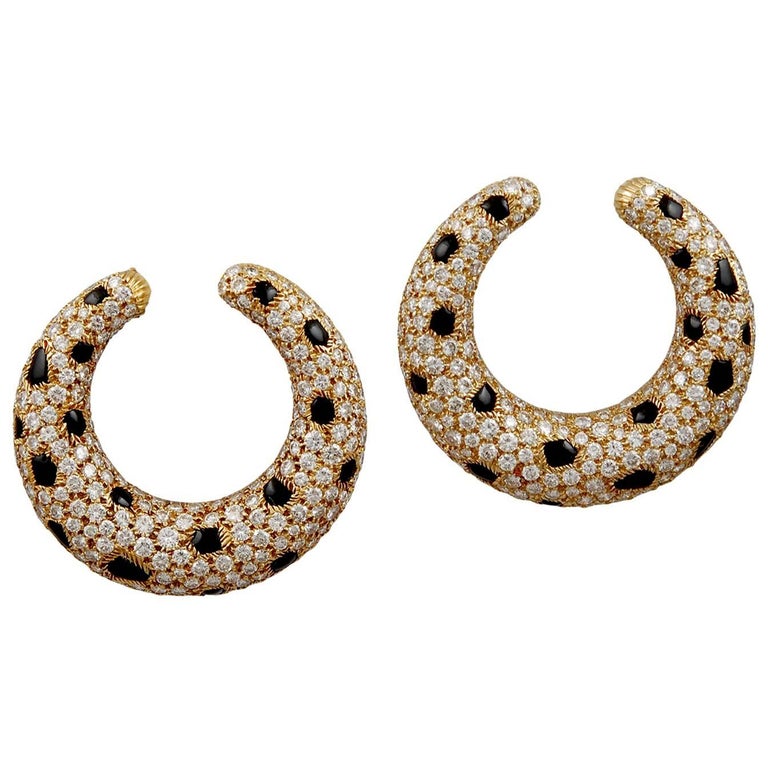 Cartier Diamond Onyx Panther Earrings For At 1stdibs Cartier Diamond And Onyx Panther Earrings