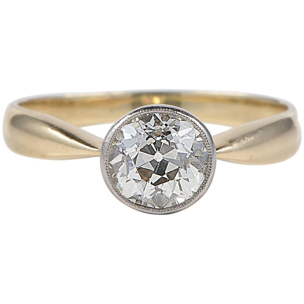 1.38 Carat Diamond Solitaire Victorian Ring For Sale