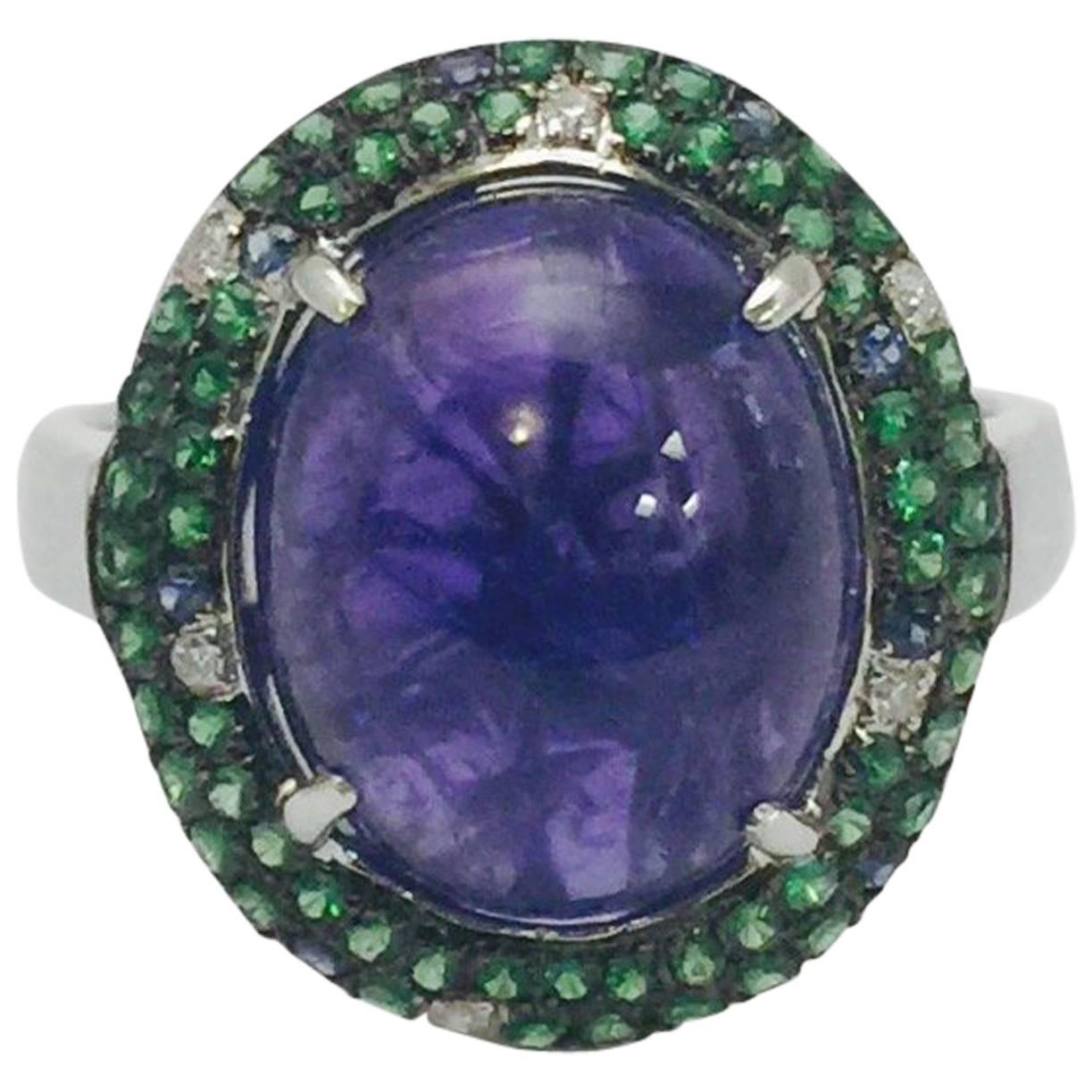 Tanzanite Tsavorite Diamond Ring