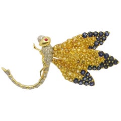 Dragonfly Sapphires and Diamonds Brooch 7