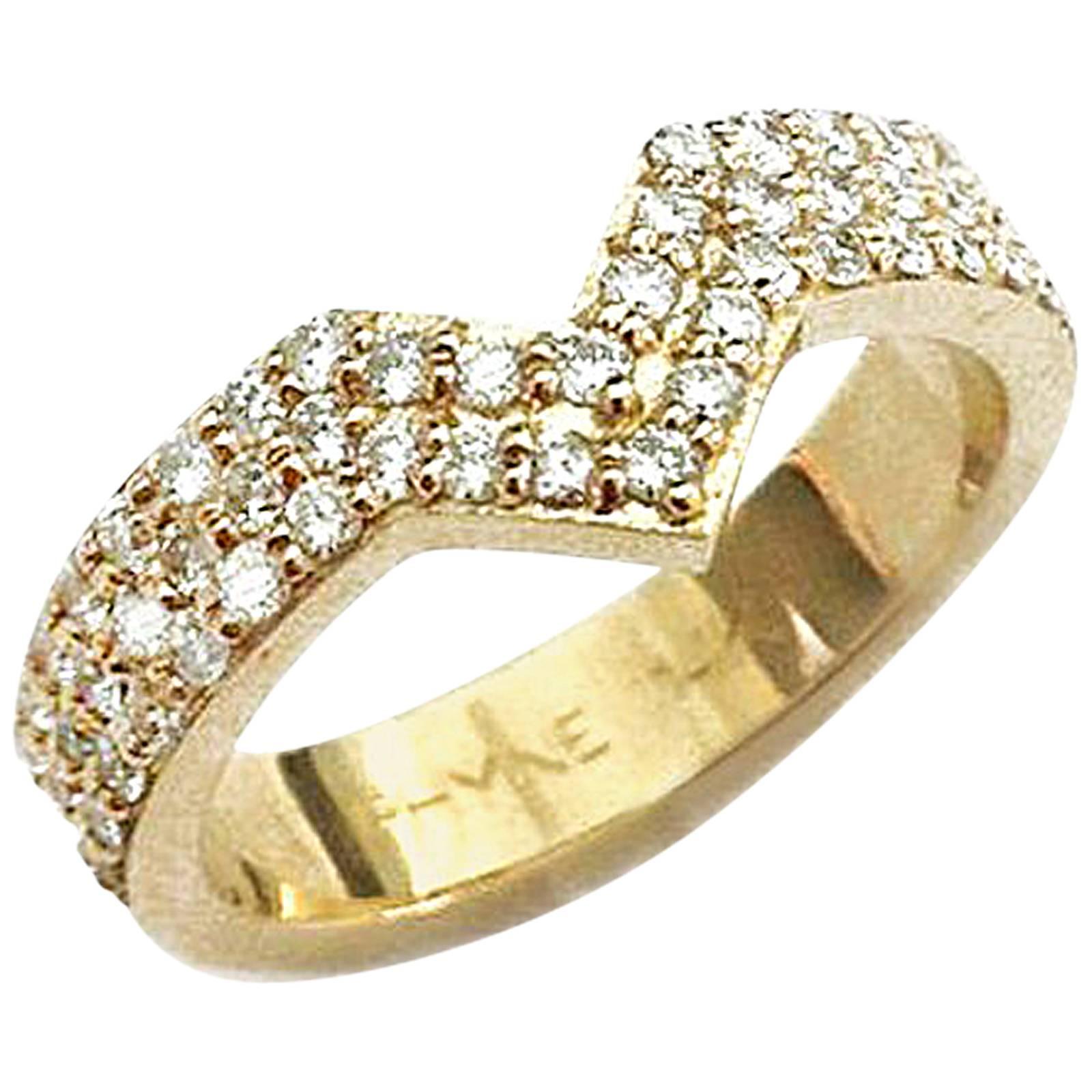 Paige Novick Triple Row Diamond Engagement Band Ring For Sale