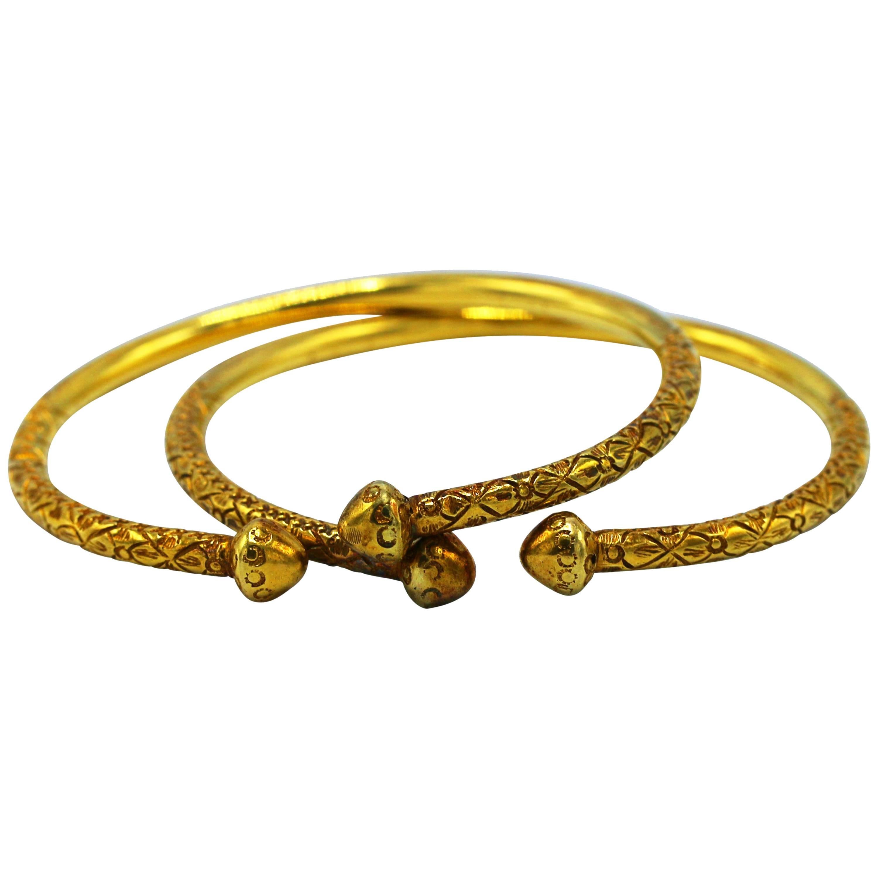 Pair of Gold Stacking Cuff Bangles