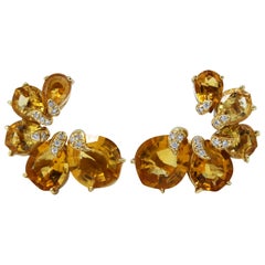 Pair of Wendee & Rene Citrine and Diamond Earclips 6