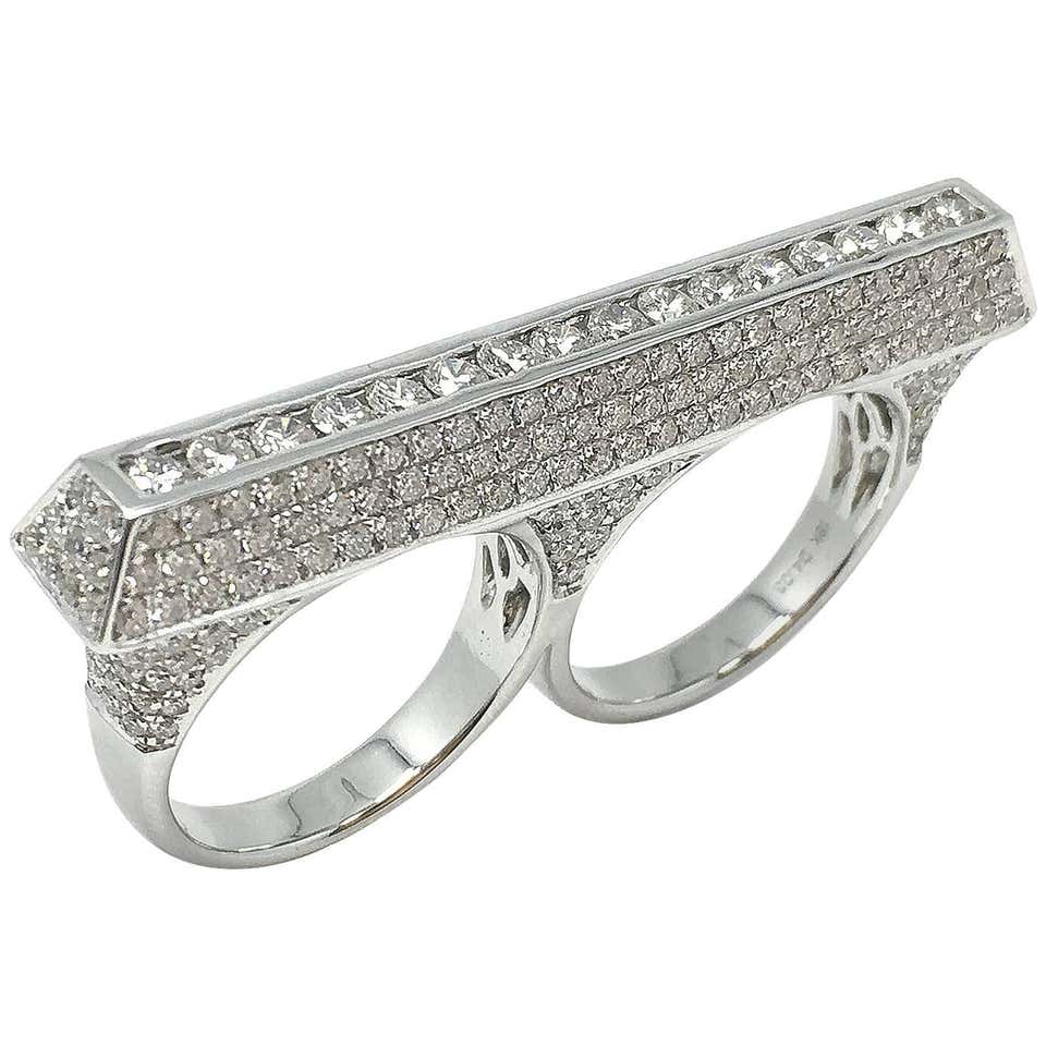 Two-Finger Diamond Fashion Ring at 1stDibs | 2 finger diamond ring, two ...