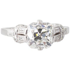 Art Deco 2.01 Carat GIA Certified Old Cushion Cut Diamond Engagement Ring 4