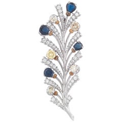 1980s Buccellati White and Brown Diamond Sapphire Bicolored Gold Spray Pendant 4
