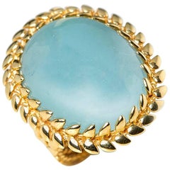 Carla Amorim 18 Karat Yellow Gold Cabochon Aquamarine Cocktail Ring