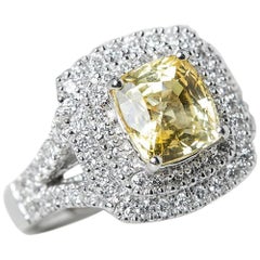 Yellow Sapphire Diamond Platinum Ring