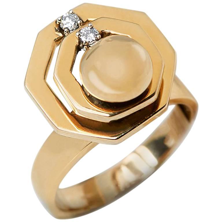 The Original Swingers 14 Karat Yellow Gold Diamond Swivel Ring At