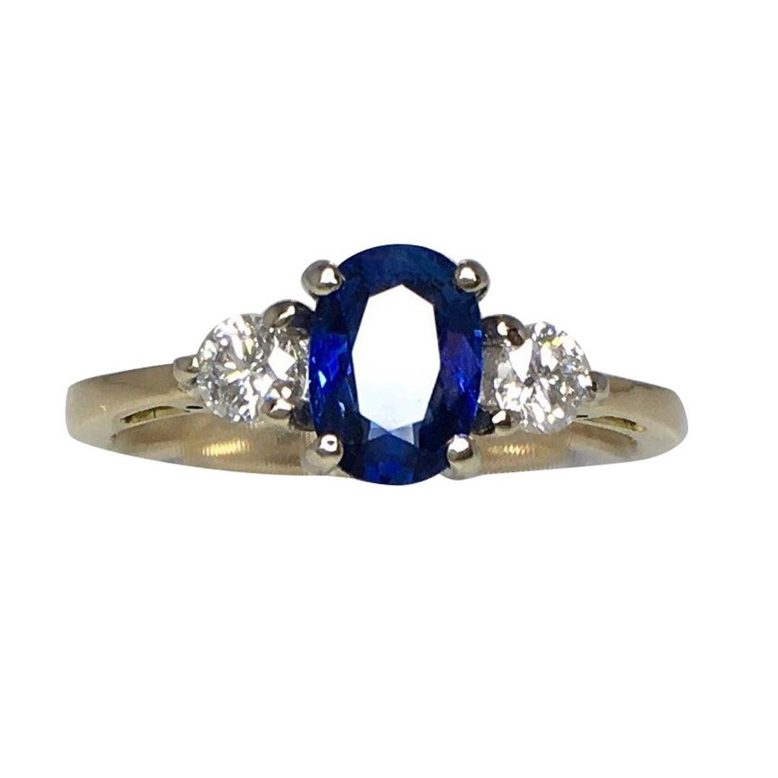 IGI Certified Untreated Ceylon Blue Sapphire Diamond Engagement Ring 1.00 Carat