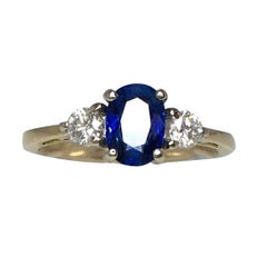 IGI Certified Untreated Ceylon Blue Sapphire Diamond Engagement Ring 1.00 Carat