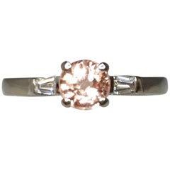 Orange-Pink Ceylon Padparadscha Sapphire Diamond Ring 18 Karat IGI Certified