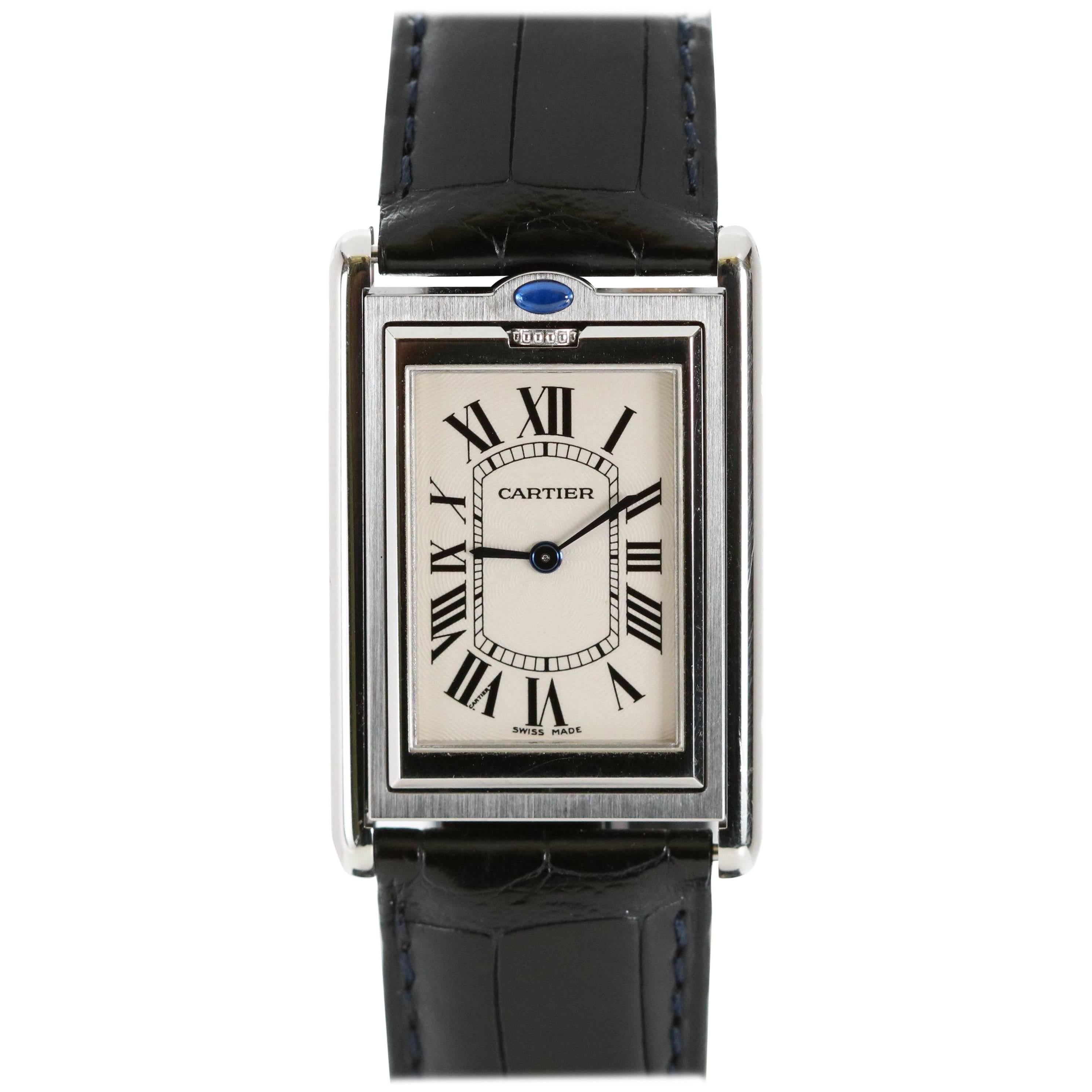 Cartier Stainless Steel Tank Basculante Wristwatch Ref 2390 