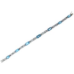  Aquamarine Diamond Link Bracelet