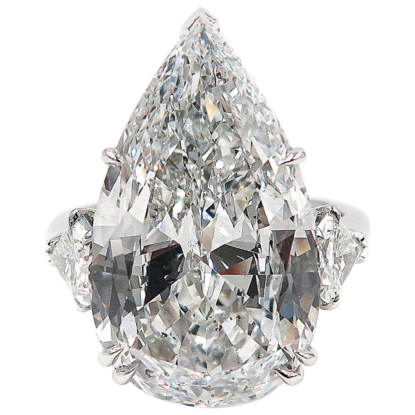 GIA Certified 10.07 Pear Shaped Diamond Engagement Ring