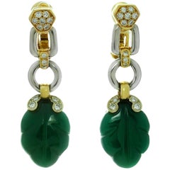 Cartier Green Onyx Diamond Yellow and White Gold Earrings 12