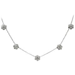 Van Cleef & Arpels Fleurette Five Diamond Flowers Large White Gold Necklace 12