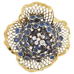 Mid-Century Seaman Schepps Diamond and Sapphire Brooch 10