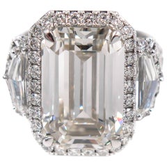 GIA Certified 10.17 Carat Emerald Cut Diamond Engagement Ring