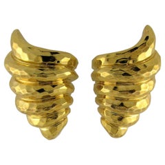 Henry Dunay Hammered Gold Wing Earrings
