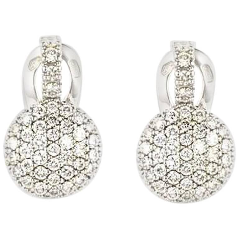 White Gold Diamond Earrings 1.09 Carat