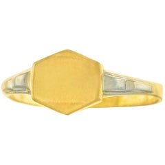 French Art Deco Two-Tone Gold Signet Ring 4