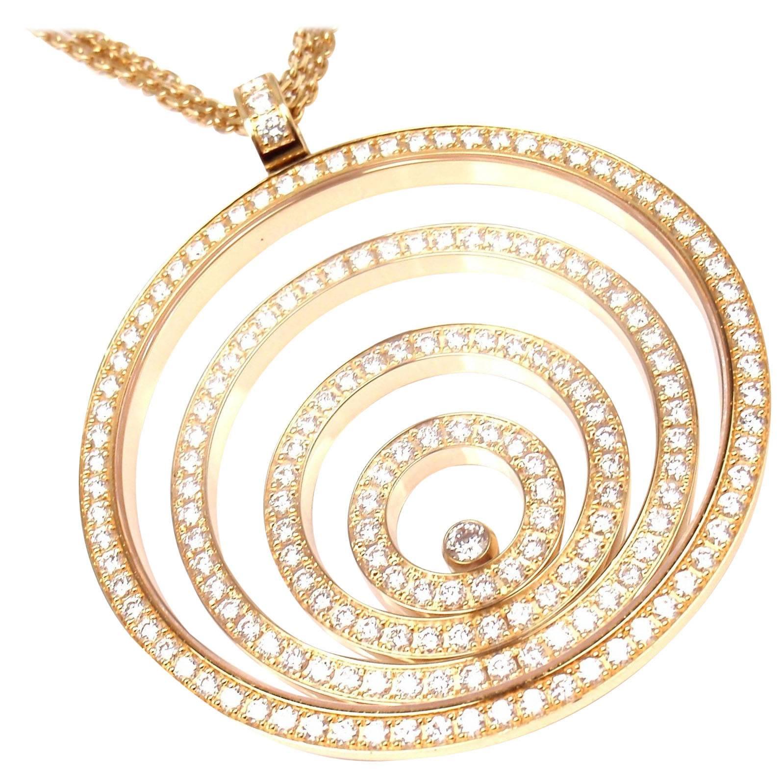 Chopard Happy Spirit Diamond Yellow Gold Large Pendant Necklace