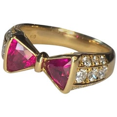 Ruby Diamond "Bowtie" Gold Ring