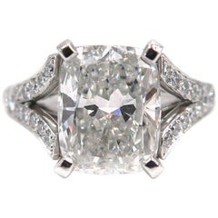 GIA Certified 5.01 Carat Cushion Diamond Engagement Ring 11