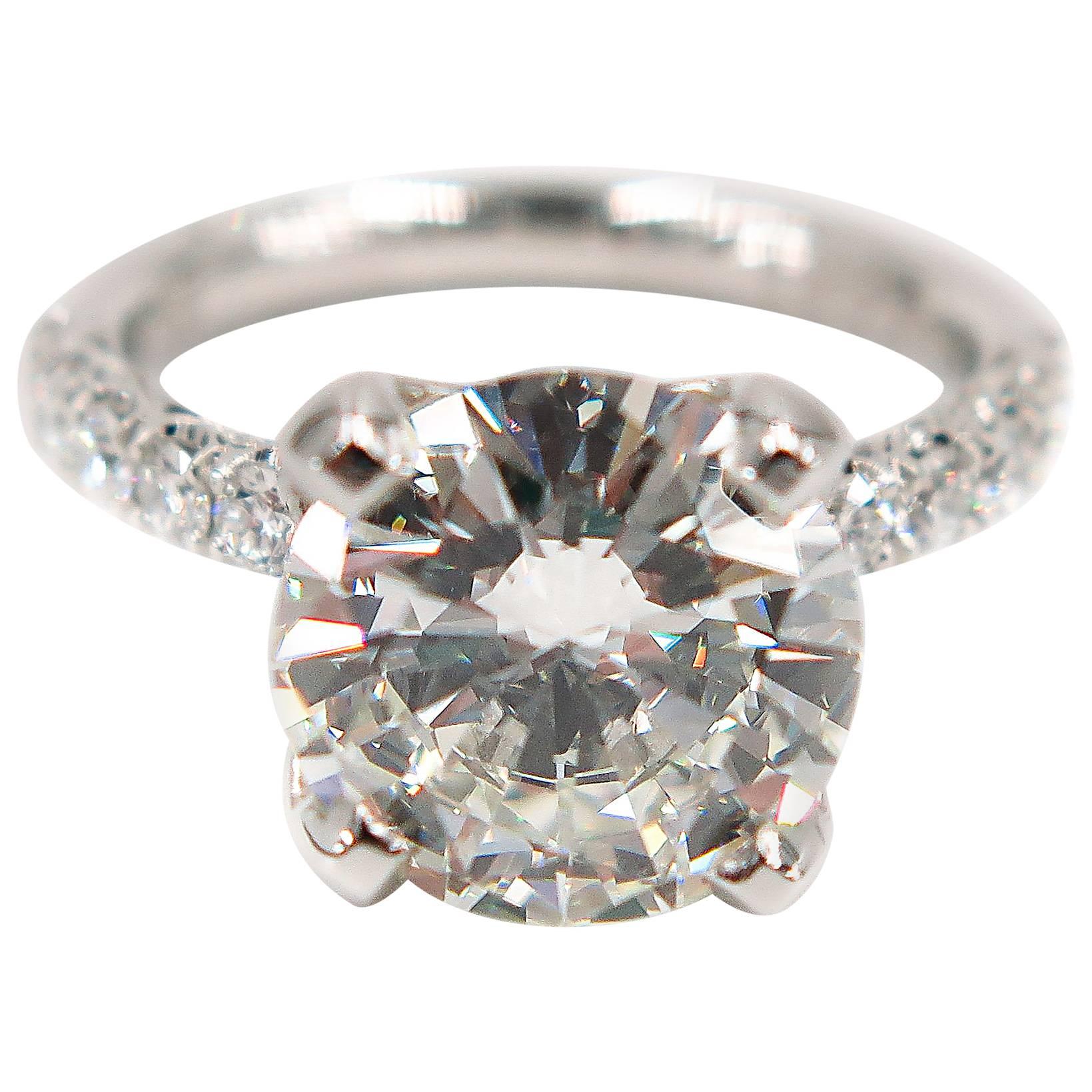 GIA Certified 4.07 Carat Round Diamond Engagement Ring