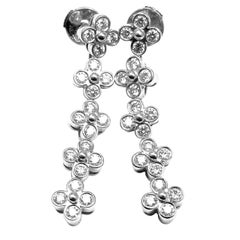 Vintage Tiffany & Co. Lace Diamond Five Flower Drop Dangle Platinum Earrings