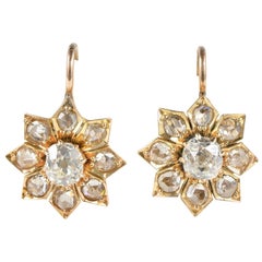 Victorian 3.0 Carat Diamond G VVS Star Drop Earrings