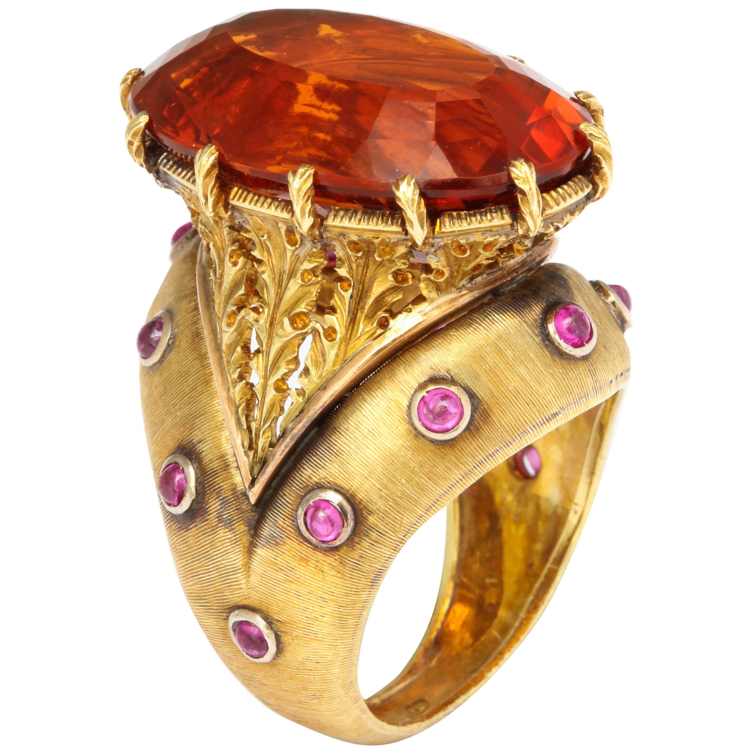 Buccellati Citrine Ruby Gold Cocktail Ring