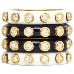 Vintage Christian Dior Enamel Diamond Ring