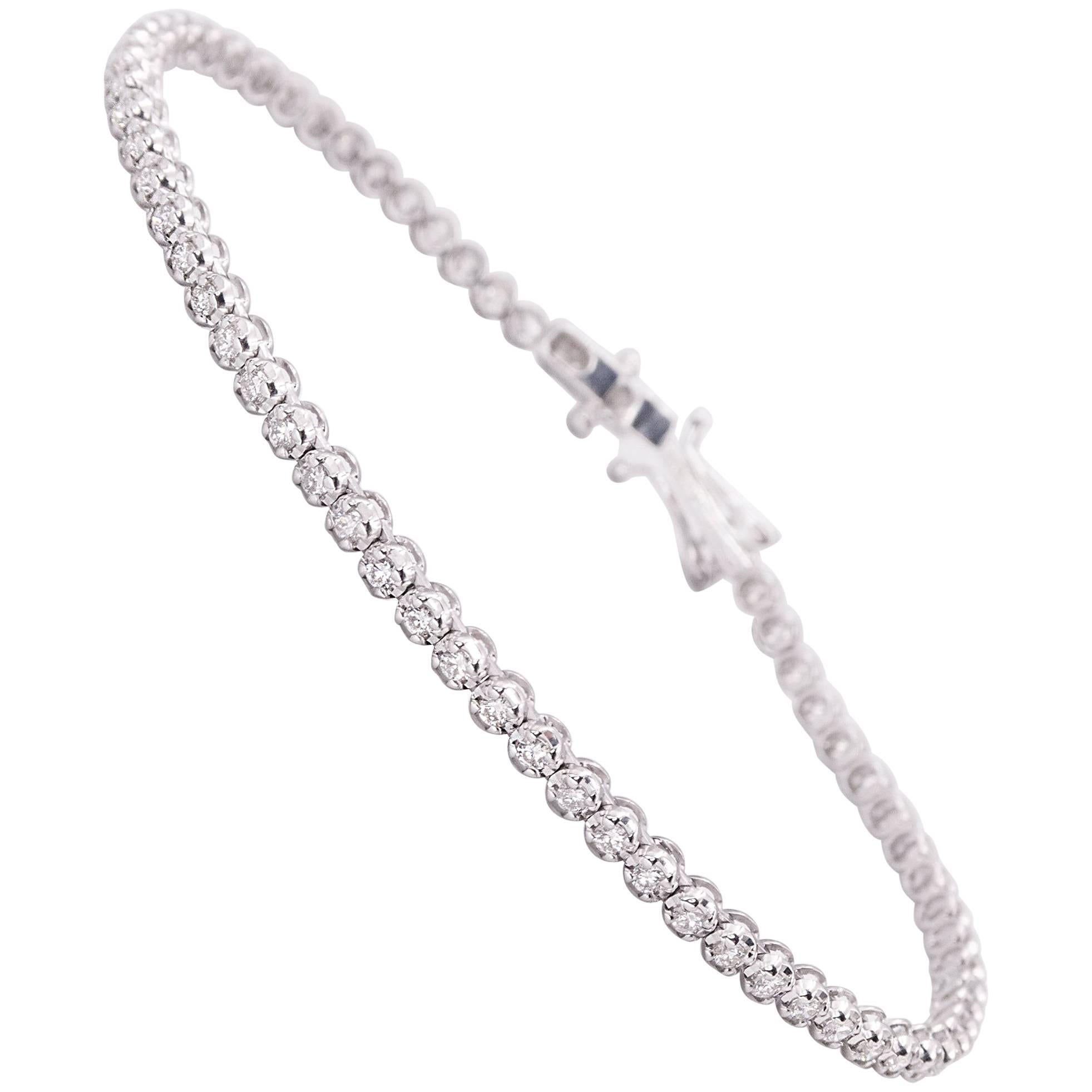 Fine Illusion Set Diamond Line Bracelet For Sale