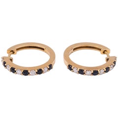 Charming Diamond and Blue Sapphire Gold Hoop Earrings 10