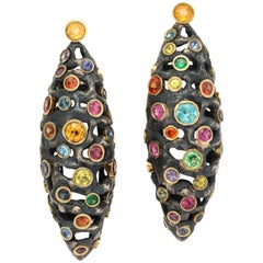 "Midnight Eyes" Multi-Color Gemstone Earrings by Marilyn Cooperman