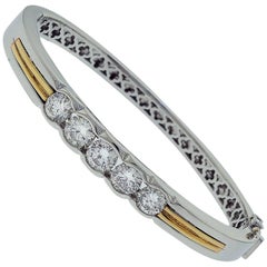 Platinum and Gold Diamond Bangle Bracelet 1