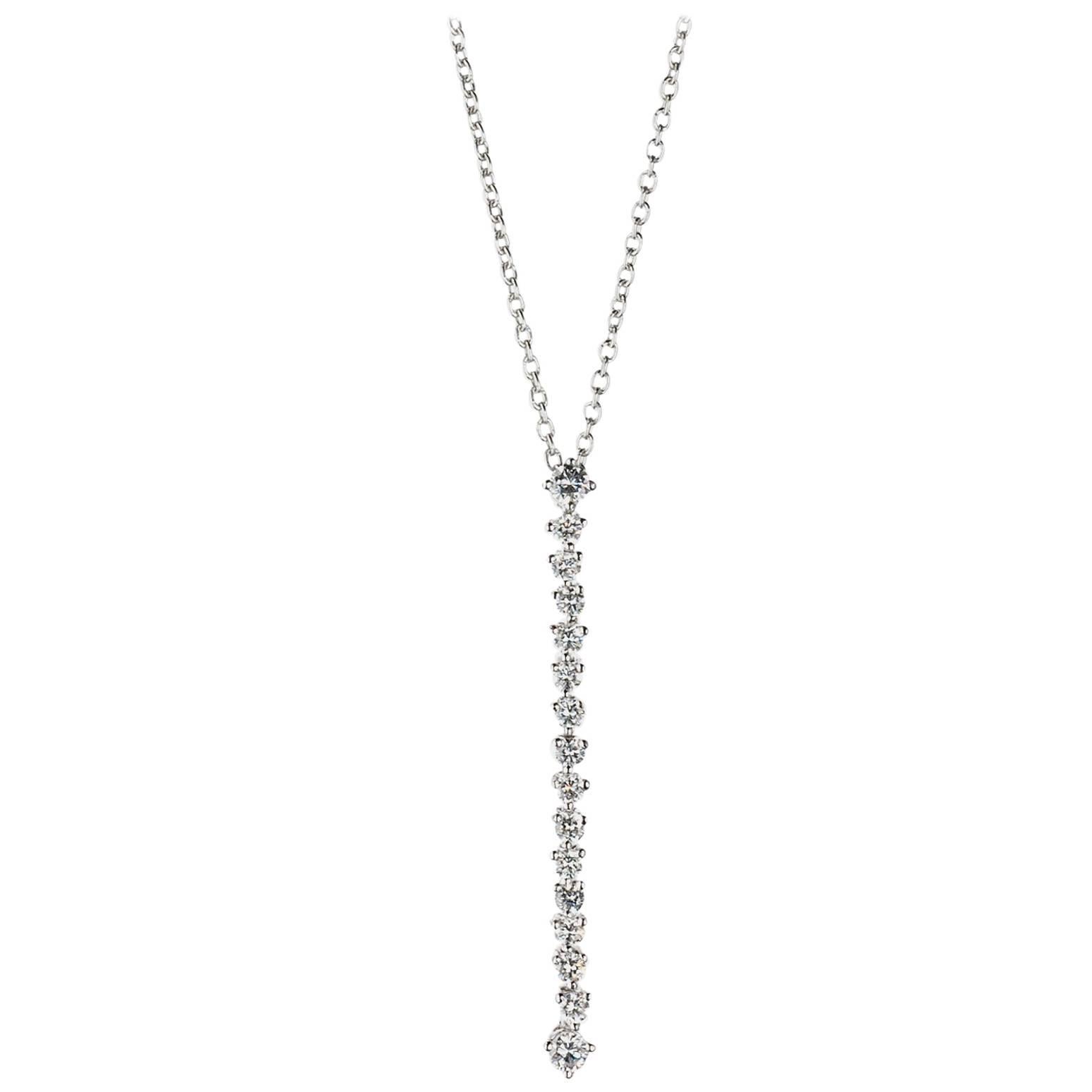 Diamond Platinum Line Pendant Necklace