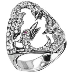 Stephen Webster Diamond “Griffin’s Lair” Ring in 18 Karat White Gold
